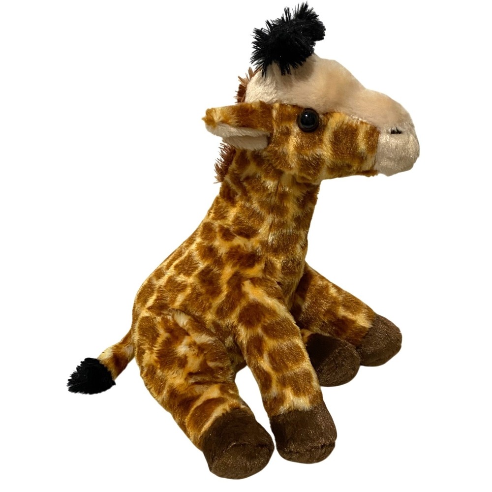 Destination Nation Giraffe Bean Plush 12" Sitting Brown Realistic Stuffed Animal
